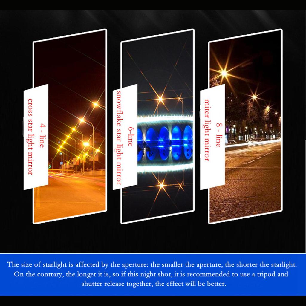 3 Pieces Camera Lens filter Set, Variable Starburst Effect with 4 6 8 Points
