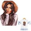 Patch For Clothes Woman With Hat Pattern Eco-Friendly Washable Diy T-Shirt Clothing Stickers Stripe Transfer Iron-On