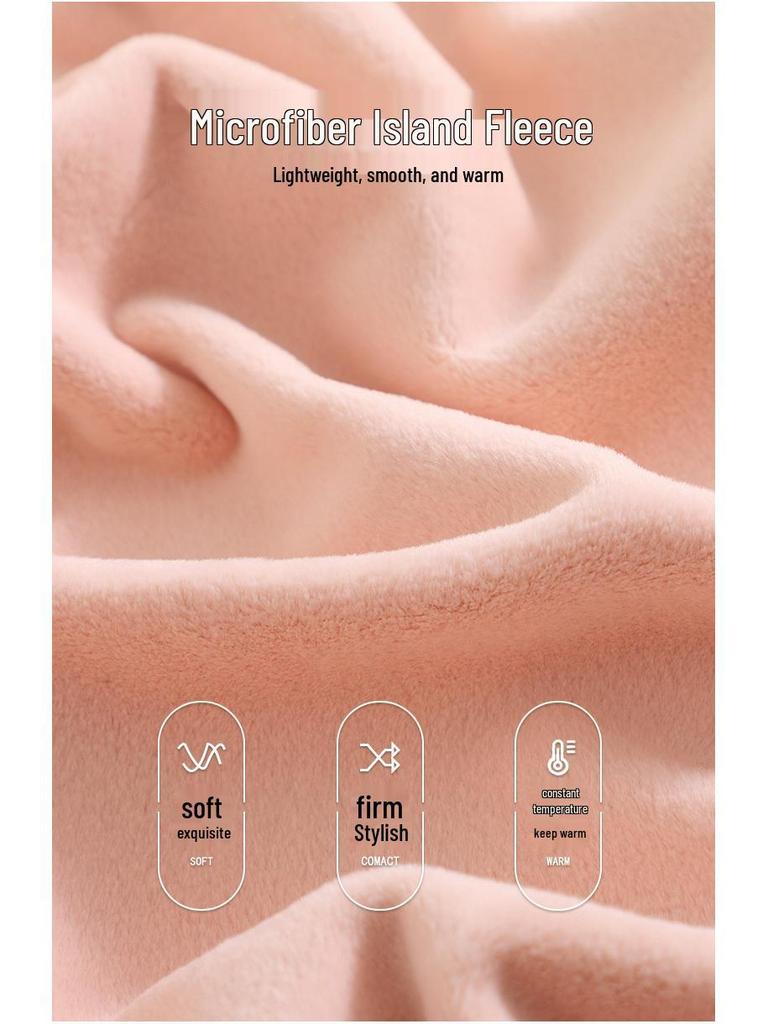 Женский зимний пижамный комплект из флиса Island 2025 - Топ с длинным рукавом и брюки, Утепленный, Домашняя одежда высокого класса