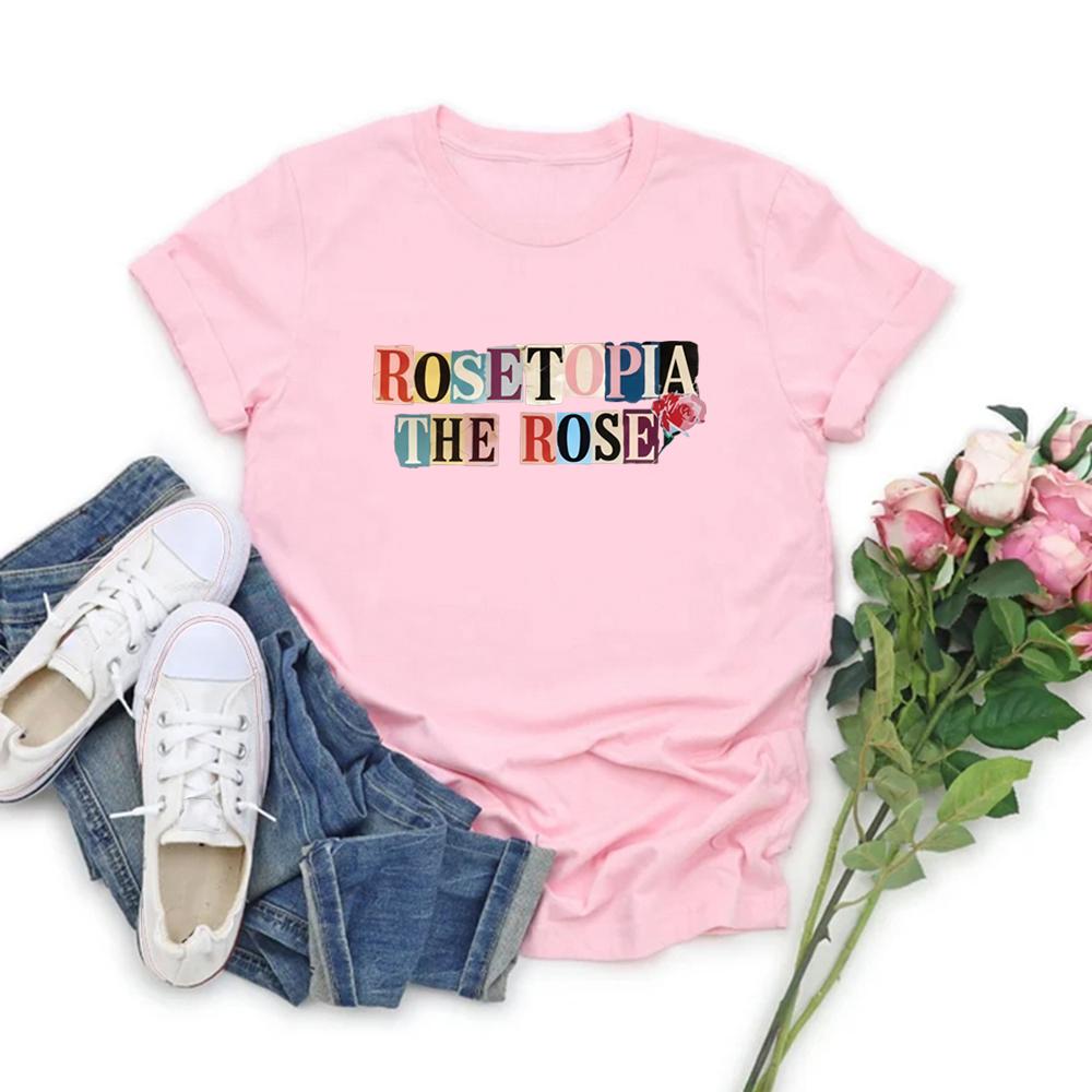 Футболка Rose Rosetopia World Tour 2026 Футболка с альбомом Rose Мерч для концертов Kpop Винтажные женские футболки с коротким рукавом Подарок для фанатов Kpop