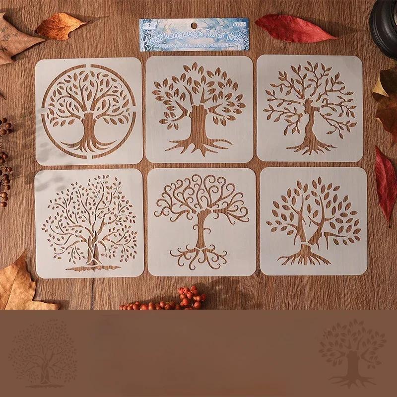 6 шт./набор DIY Decor Tree Series Scrapbook трафареты ретро эстетика журнальный рисунок шаблон картины школьные принадлежности для школьников