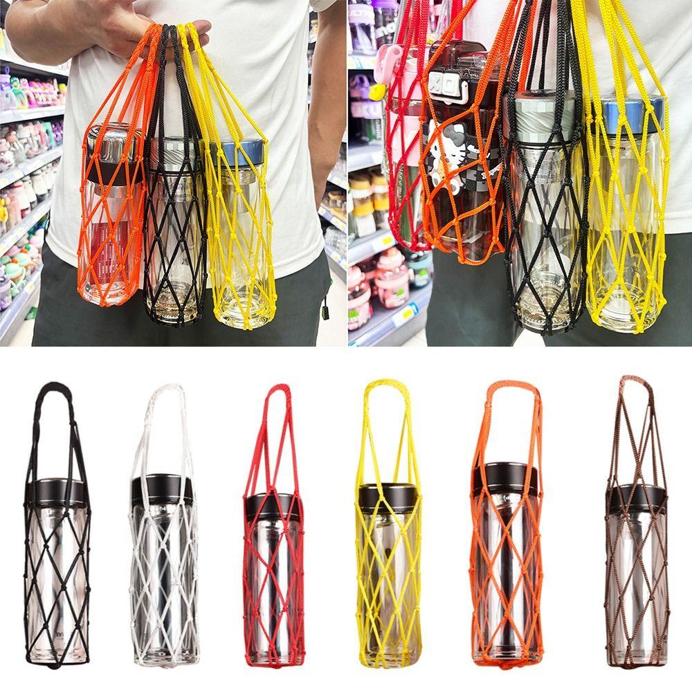 Manual Water Bottle Cover Hand Woven Pouch Visible Bag Cartoon Portable Water Cup  Insulated Cup