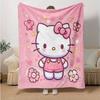 1pc Hello Kitty's Sweet Adventure Throw Blanket, Cartoon Character Decorative Blanket for Room, Soft Bedding Cover, Perfect Gift for Birthday or Holid