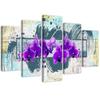 Five Piece Picture Canvas Print Orchid Purple Flower