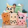 New Arrival Cartoon Fruit Bubble Tea Cup Plush Toys Real Life Boba Food With Suction Pillow Stuffed Soft Hug Cushion Decor