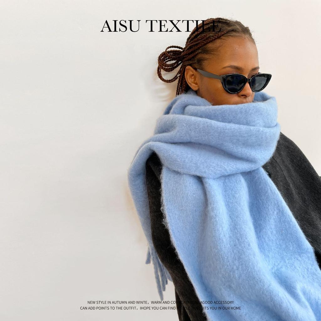 Mohair scarf solid color small sweet potato explosion warm medium and long scarf winter shawl scarf with European and American wholesale