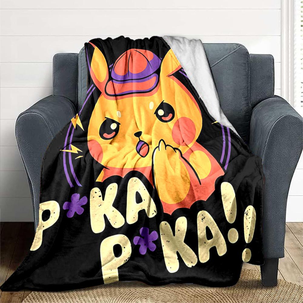 1pc Pikachu, Pokémon Blanket Soft All Season Throw with Vibrant Design, Perfect for Home, Travel, and Gifts, Ideal for Naps and Camping