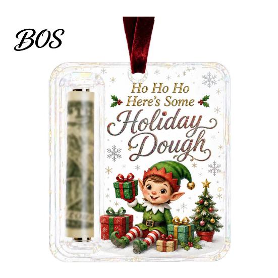 Festive Cash Storage Pendant Retro Christmas Holder Pendant, Money Tree Decoration, Transparent Acrylic Unique Ornament Holiday Hanging with Card Slot