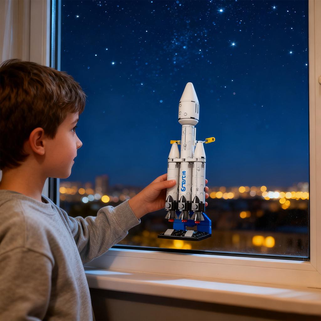 Космическая ракета, модель из строительных блоков, военная сборка, развивающая игрушка для мальчиков и детей