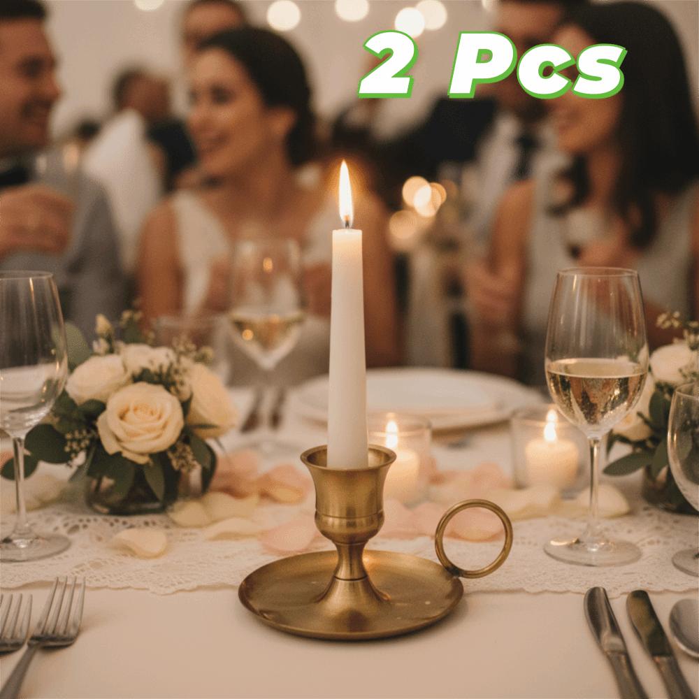 2 Piece with Holding Ring Desktop Candlestick Retro Candle Stand  Restaurant