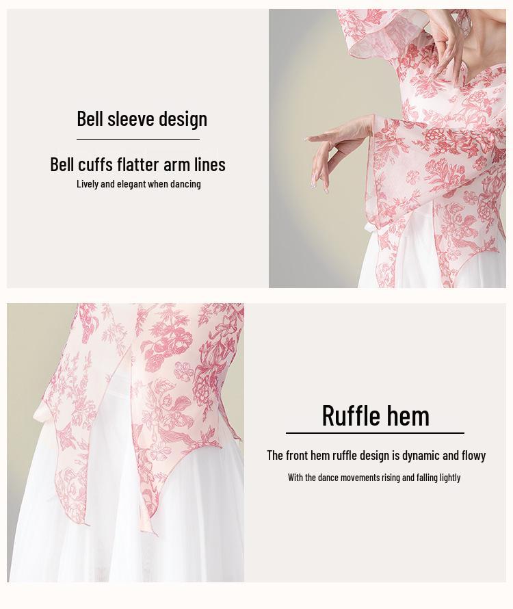 Женский этнический танцевальный топ из марли для экзаменов по искусству 2025 года — сказочный струящийся костюм.