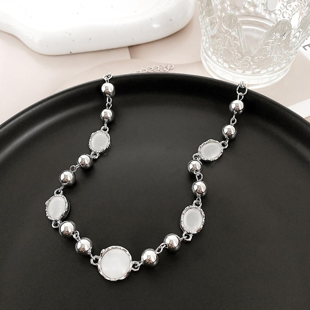 17KM Серебряный цвет лунный камень кулон ожерелья для женщин модный кристалл циркон крест капля воды ожерелье асимметричный ювелирный подарок