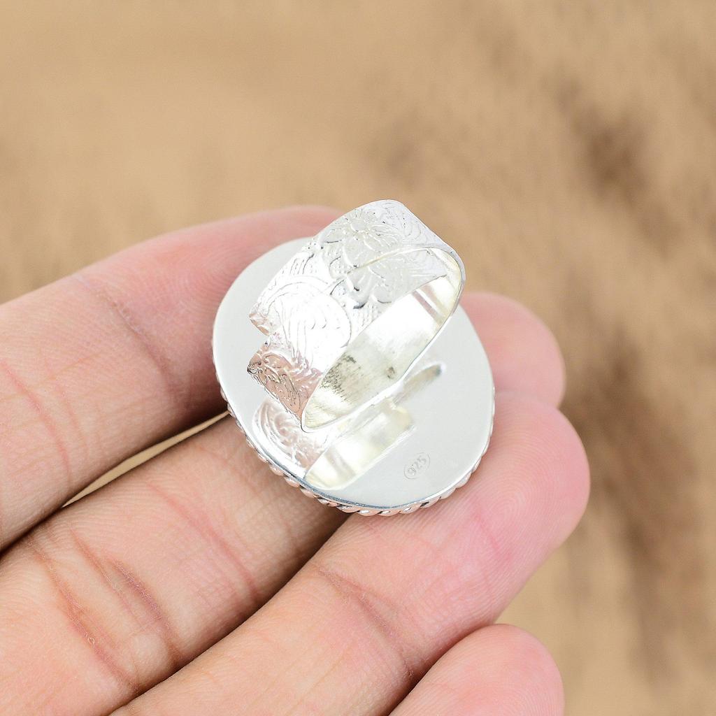 Natural African Amethyst Gemstone Promise Adjustable Ring 925 Silver For Girls