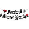 Farewell Sweet Youth Banner Funeral for My Youth Birthday Decorations Gothic Death Rip to my 20th 30th 40th bday Backdrop Bachelorette Retirment