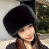 Зимняя новая шапка из искусственного лисьего меха, теплая шляпа с плоским верхом, подчеркивающая лицо, маленькая универсальная шапка с защитой ушей, пушистая лисья шапка