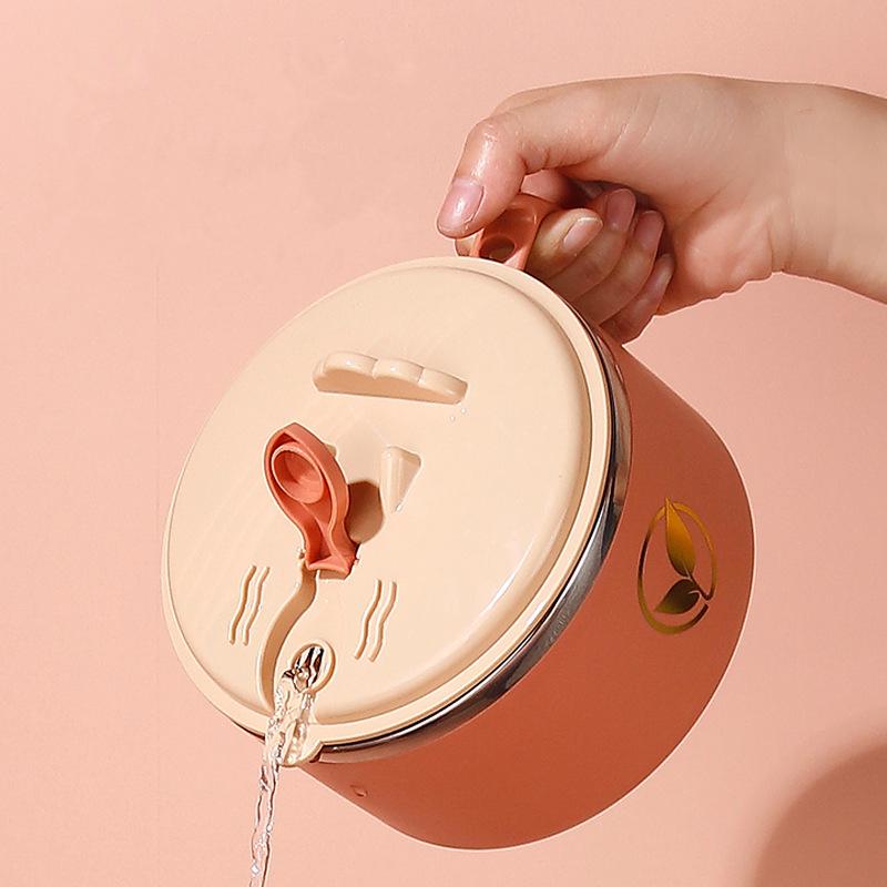 Корейские простые миски из нержавеющей стали для лапши быстрого приготовления с крышкой-ручкой, двухслойная коробка для ланча Bento, креативная кухонная миска для супа Ramen