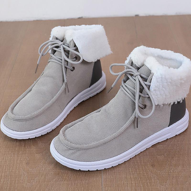 Осенне-зимние замшевые зимние сапоги для женщин Cross-Border большого размера из бархата с круглым носком и высоким берцем, с плоской подошвой, хлопковые сапоги 36-43