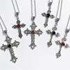 Creative Flower Pattern Cross Diamond Necklace Goth