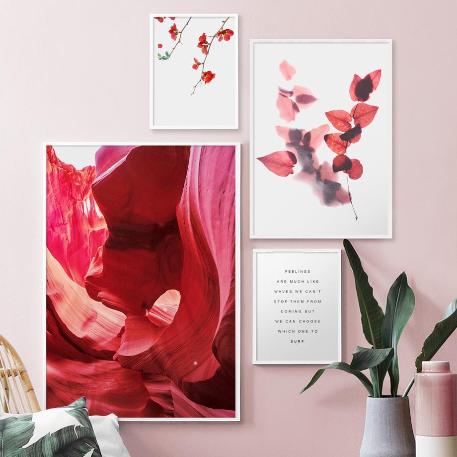 Canvas Painting Palnt Poster Red Maple Leaves Wall Art Picture Modern Nordic Posters and Prints Livingroom Bedroom Wall Decor No Frame