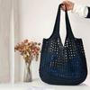 Yogodlns Casual Hollow Knitted Large Tote Bag Designer Handmade Woven Women Shoulder Bags Luxury Summer Beach Bag Shopper Purses