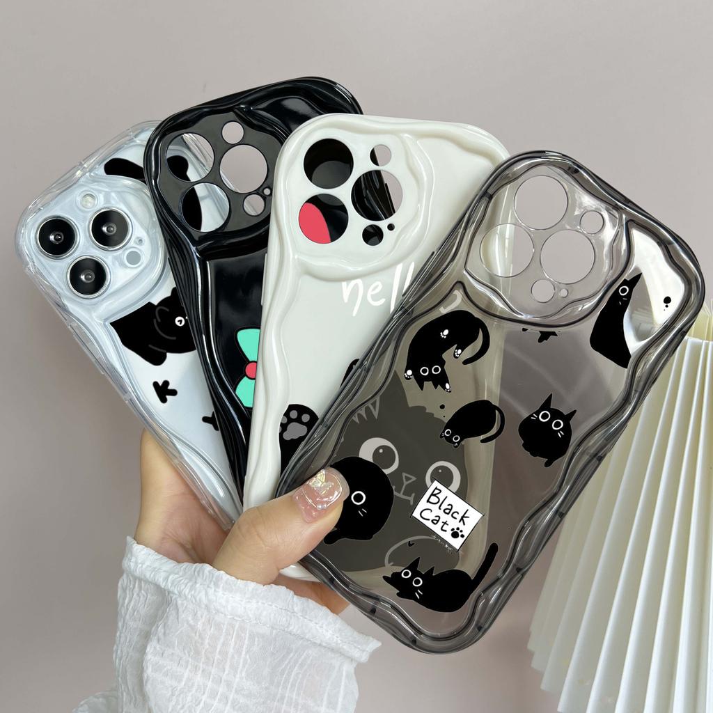 LZ11 Cat Cute Art Design Clear Soft Wave Phone Cases for iPhone 15 13 Pro Max 12 Mini 14 8 Plus XS Max XR 6 Protection Back Cover