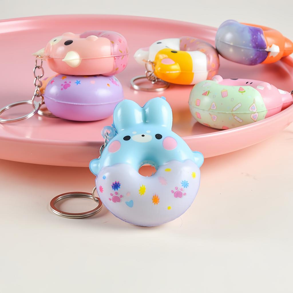 Donut Keychain, Soft And Cute Animal Donut Pendant, Cartoon Slow-Rebound Stress-Relief Toy, Donut Squishy Toy, Party Favors