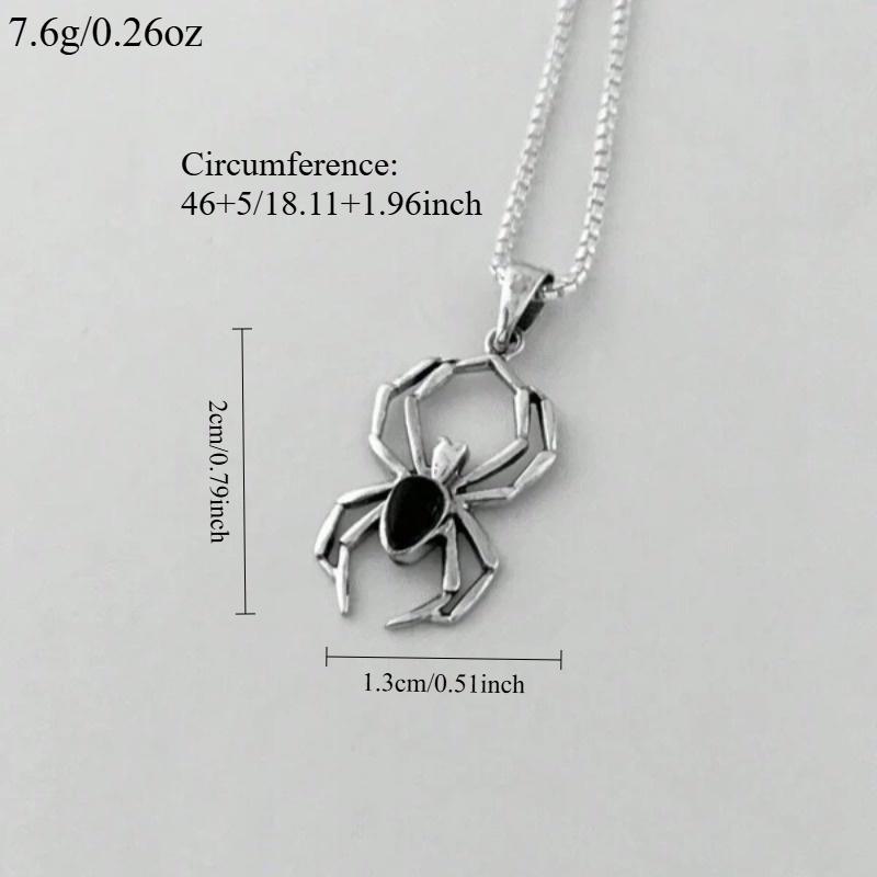 [Gothic Spider Necklace] 1pc Gothic Copper Silvery Spider Necklace for Women Party Birthday Gift