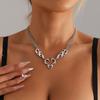 Hip Hop Flame Heart Choker Necklace for Woman Clavicle Chain Punk Jewelry Accessories