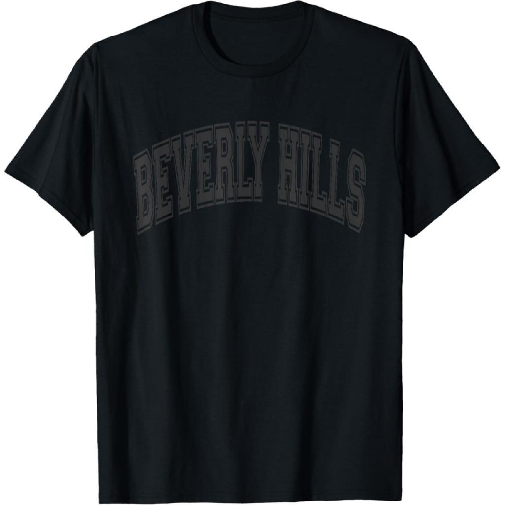 Beverly Hills Arched Style Black Text and Outline T-Shirt