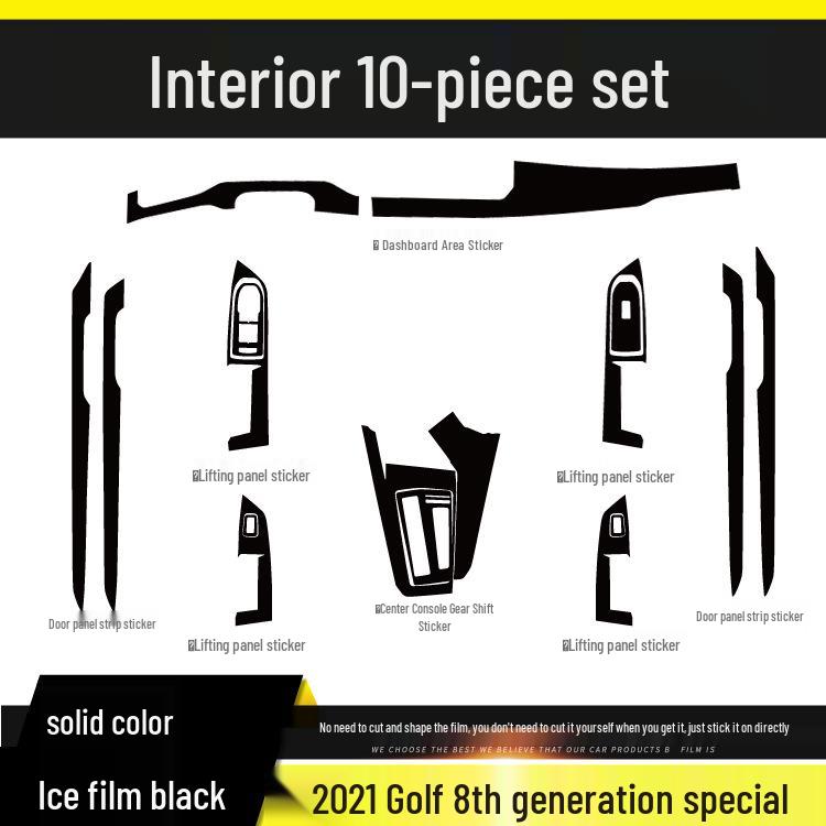 Совместимо с модом интерьера VW Golf 8-го поколения 2021 года: Наклейки для защиты центральной консоли и дверей из углеродного волокна