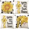 New Sunflower Home Sofa Pillow Cover Yellow Letter Print Living Room Bedroom Cushion Cover