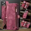 CaseMe-008 Для iPhone 16 Pro Max Съемный 2-в-1 Кошелек-чехол с молнией и ремешком на запястье Многофункциональный Чехол для телефона с отделениями для карт
