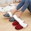 Autumn and Winter Couple Fluffy Slippers Warm Home Non-slip Thickened Plaid Cotton Slippers