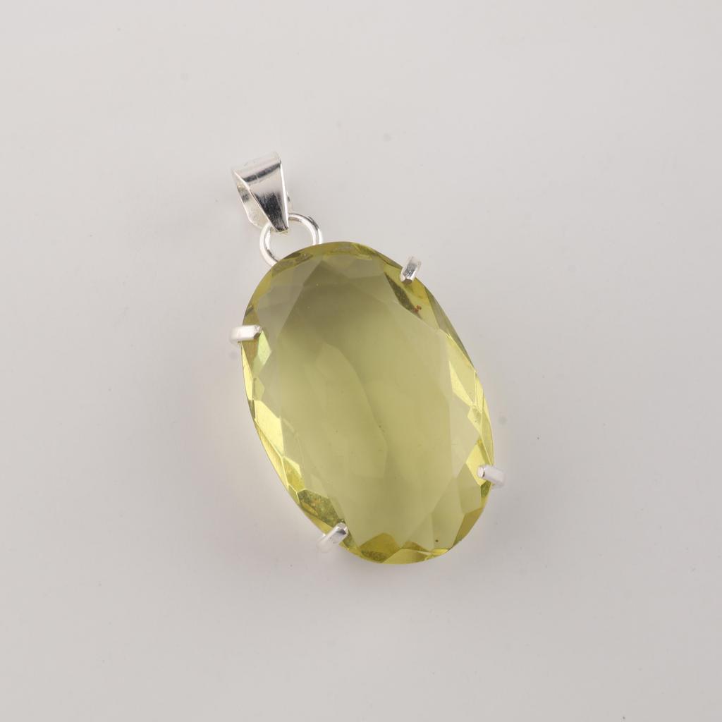Подвеска из серебра 925 пробы с драгоценным камнем лимонный топаз, ожерелье ручной работы из стерлингового серебра, женские украшения, подарок для нее PP-64-7