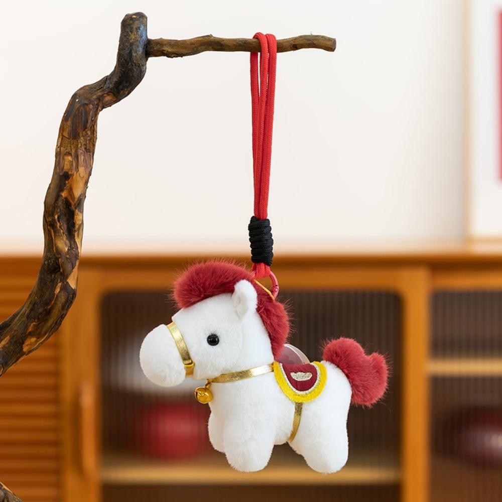 Cute Plush Horse Doll Pendant Creative Zodiac Pony Figurine Plush Horse Keychain  Car Decoration