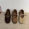 2025 Spring and Summer New French Flat-soled Retro Single Shoes Comfortable and Versatile One-word Belt Mary Jane Shoes Square Head Shoes