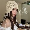 Beanies Hollow Pearl Tassels Knitted Hat Hollow Out Ethnic Style Hat Fashion Knit Cap Girls