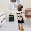Fashionable Mini Children's Cotton And Linen Bag With Cute Rabbit And Pearl Accessories
