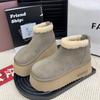 Suede Platform Women Snow Ankle Boots Designer Fur Short Plush Mid Heels Cotton Shoes 2025 Trend Warm Zipper Winter Botas Mujer