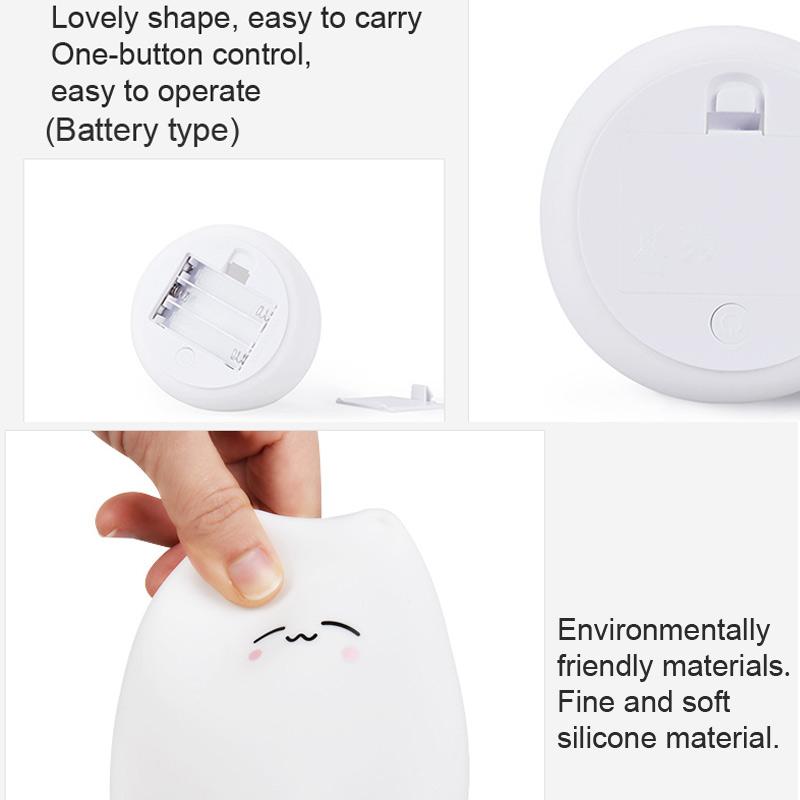 Светодиодный ночник для кошек, беспроводной сенсорный датчик, силиконовая батарея, светильник для животных, детский праздник, спальня, настольная декоративная лампа