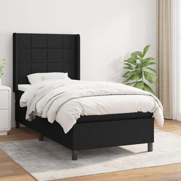 Maison Exclusive - Sommier à lattes de lit avec matelas Noir 100x200 cm Tissu