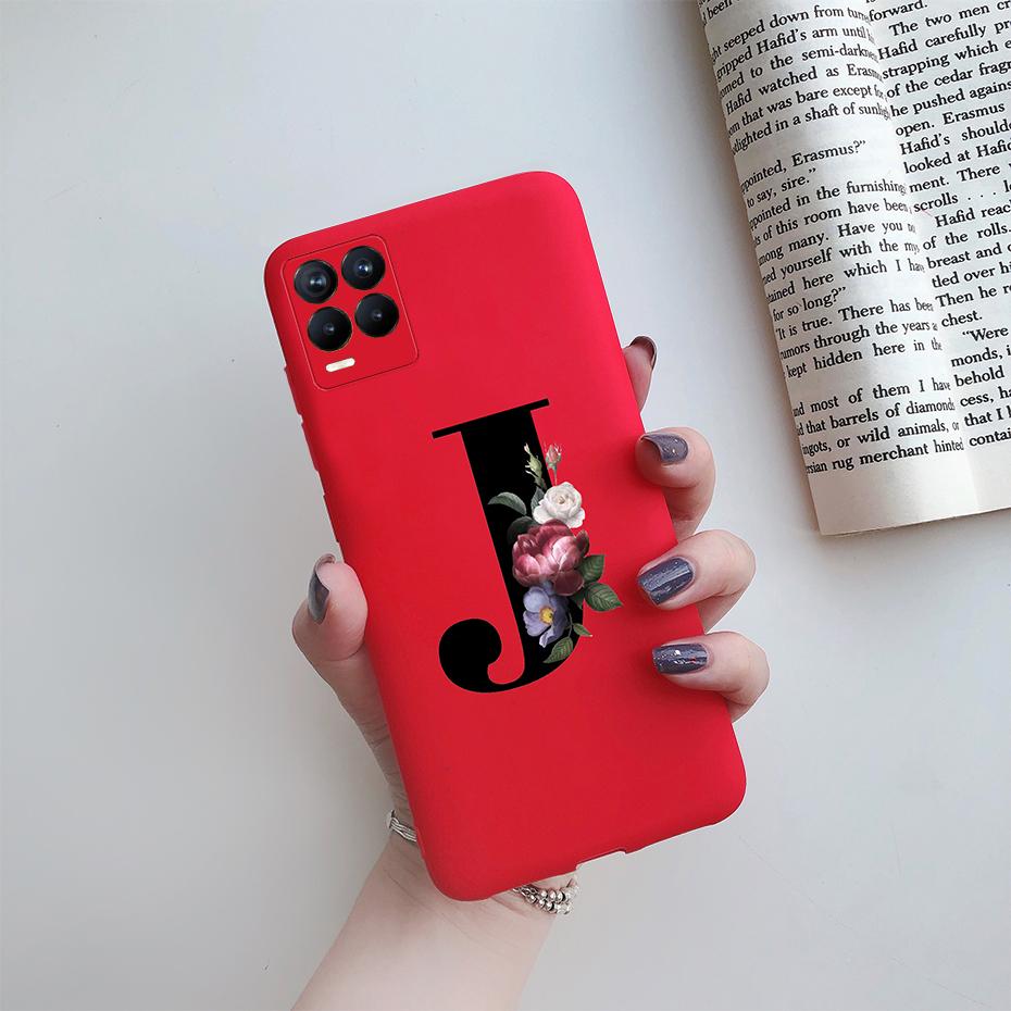 For Realme 8 Pro Case Silicon Soft Letter Monogram Flowers Phone back cover For Oppo Realme8 4G RMX3085 Realme 8 Pro Bumper Case