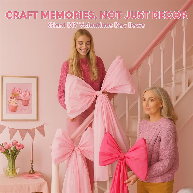 Украшения на День святого Валентина – 1/3 шт. Гигантские настенные банты «Сделай сам», Подвесной декор в виде банта на День святого Валентина и Галентина – Милые розовые красные большие банты для двери, окна