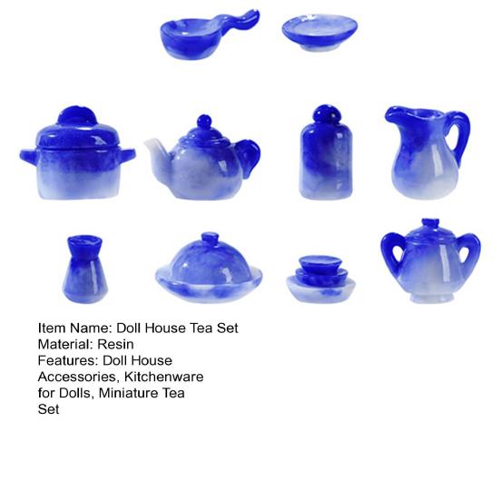 10 шт. кукольный домик чайный сервиз смоляной миниатюрный чайник китайский чай блюдце