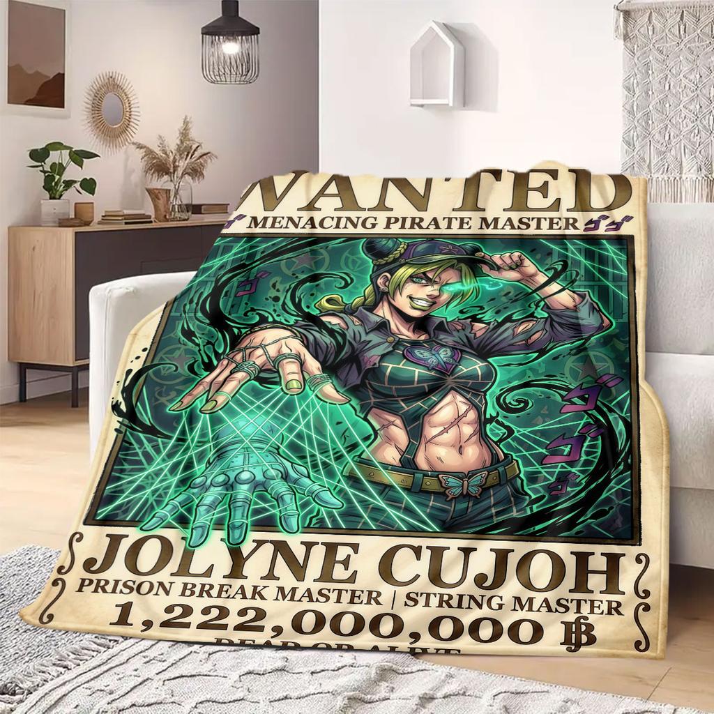 JoJo's Bizarre Adventure Beautiful Flannel Blanket, Printed Cartoon Design for Home Decor, Warm Sofa Bedding, Travel Throw_LIAN