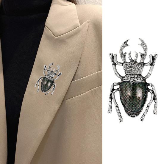 Брошь в форме жука, стразы, эмалированная булавка для пальто, яркий внешний вид, инкрустированный лацкан, сумка, шаль, значок