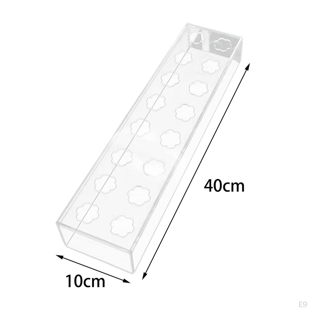 Acrylic Flower Vase Rectangular Holder with Hole Flute Low Laying Bud for Party