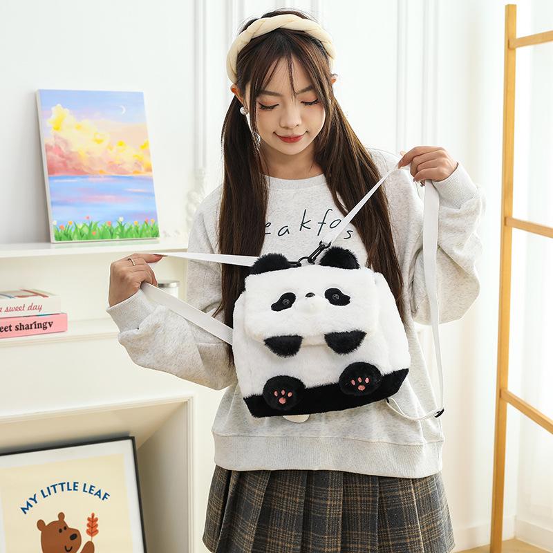 Милая мультяшная сумка-кукла панда, девичья, студенческая, кроссбоди, большая вместимость для хранения, двухплечевой маленький школьный рюкзак