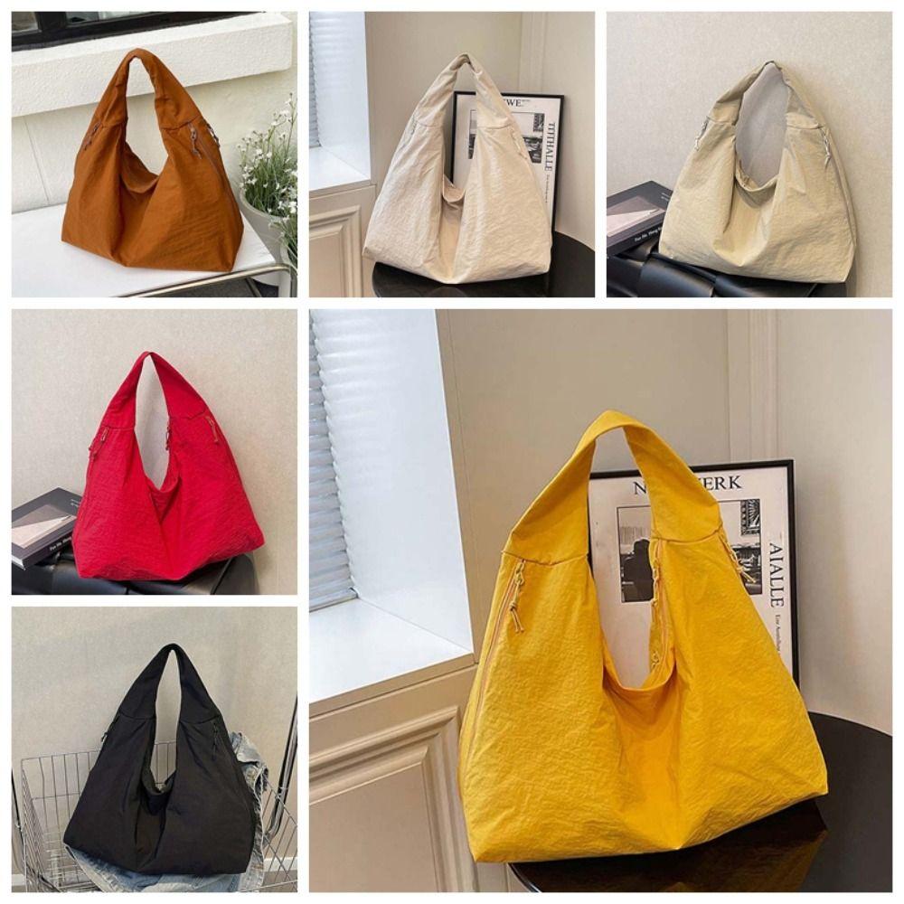 Multi-Pocket Nylon Shoulder Bag Casual Storage Pouch Versatile Large Capacity Tote Bag Outdoor