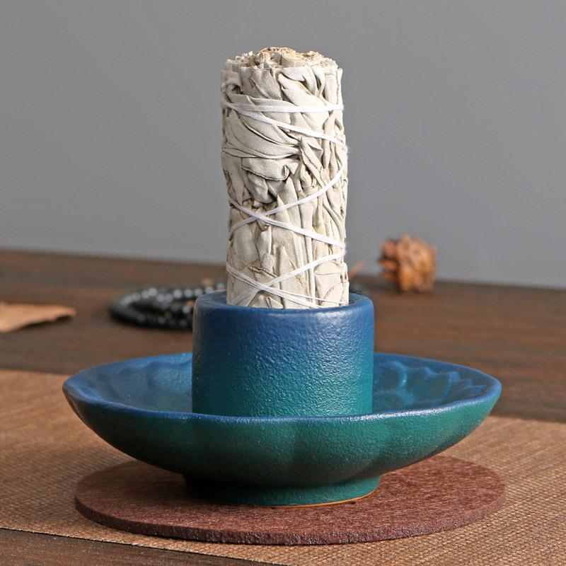 Ceramic Incense Burner Bowl Sage Holder Smudge Dish  Palo Santo Tray  Candle Stand  Aromatherapy Decor Energy Cleansing Tool